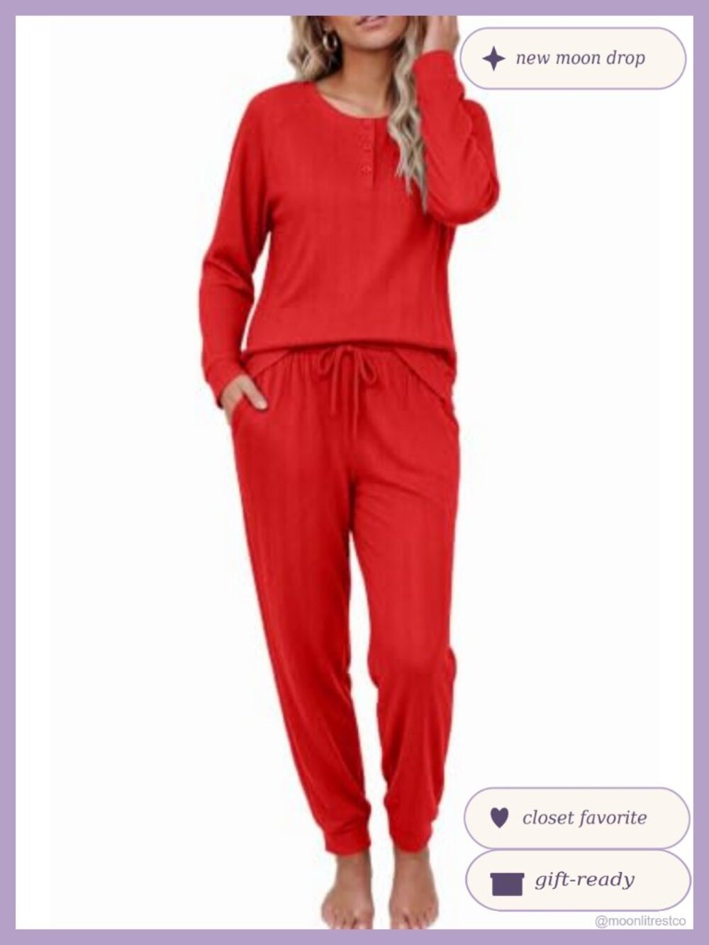 Ekouaer 2 Piece Long Sleeve Henley Pajama Set Jogger Lounge Set